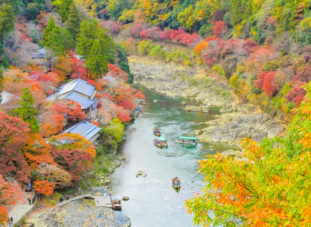 Ngarai Hozukyo di Kyoto, Jepang.