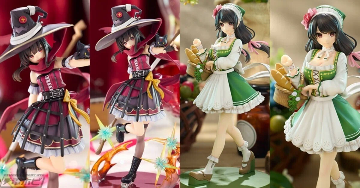 Action figure karakter anime KonoSuba, Megumin dan Yunyun.