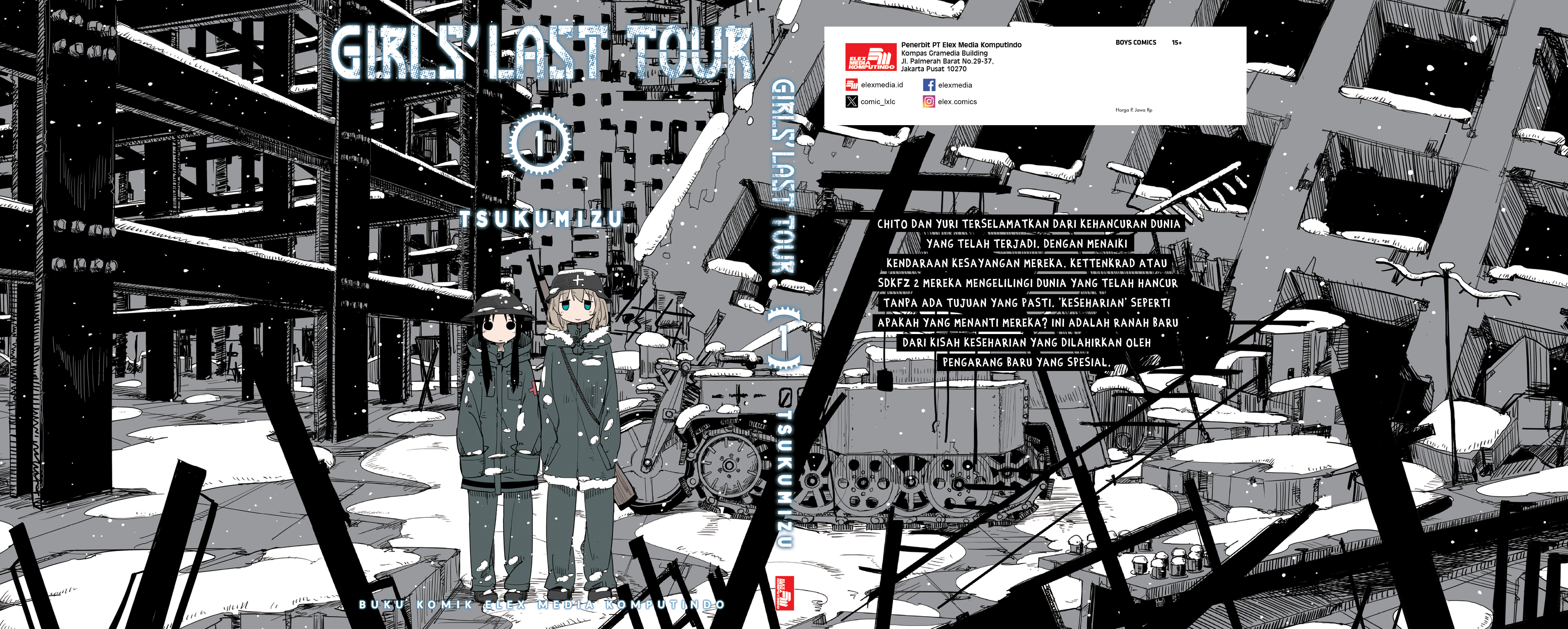 Manga Girls Last Tour menceritakan 2 cewek keliling dunia yang hancur untuk bertahan hidup, mencari makan dan bahan bakar.