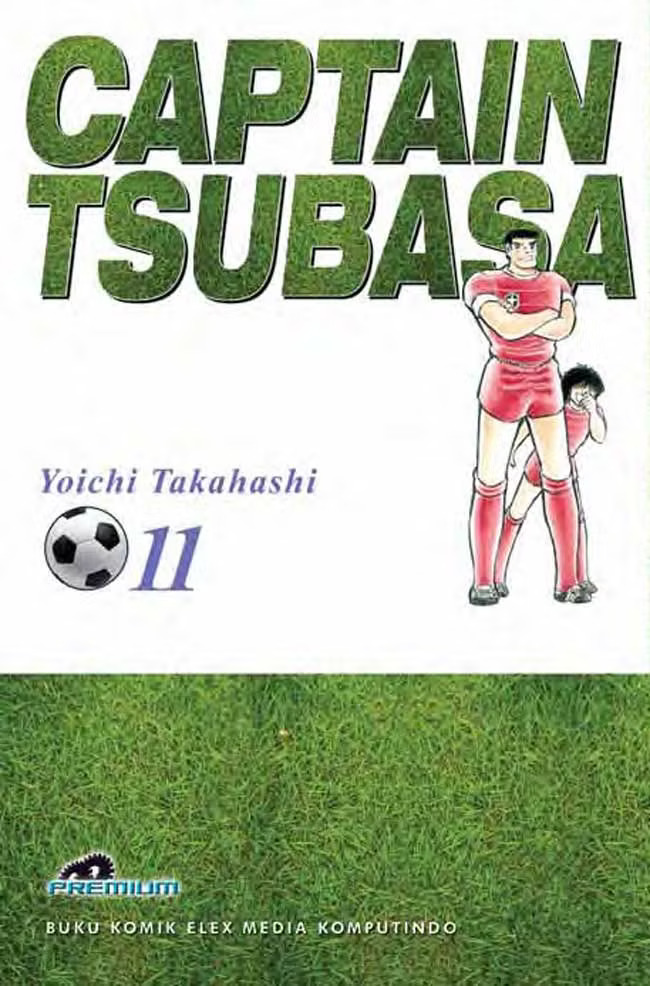 Cover komik Captain Tsubasa (Premium) volume 11 menghadirkan cerita seru perjuangan Tsubasa dan tim bertanding sepak bola.