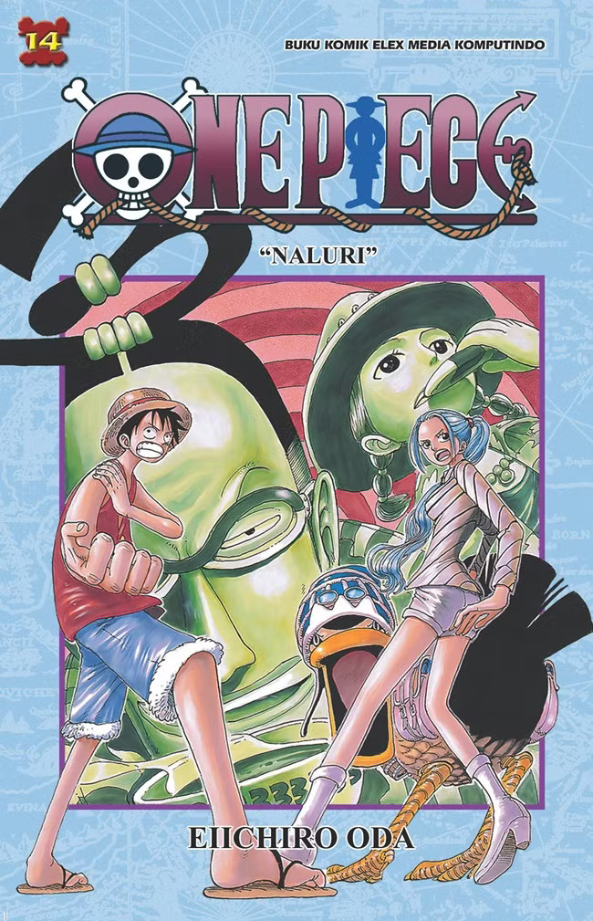 One Piece menceritakan petualangan Luffy yang punya kemampuan tubuh melar bersama kru Bajak Laut Topi Jerami menjelajahi lautan.