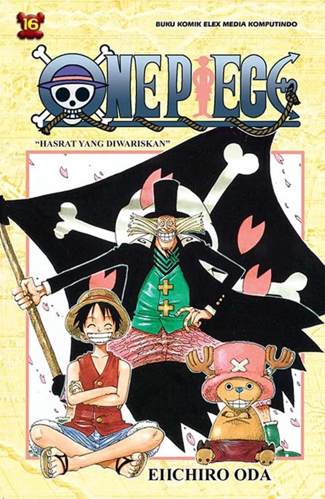 One Piece menceritakan petualangan Luffy yang punya kemampuan tubuh melar bersama kru Bajak Laut Topi Jerami menjelajahi lautan.