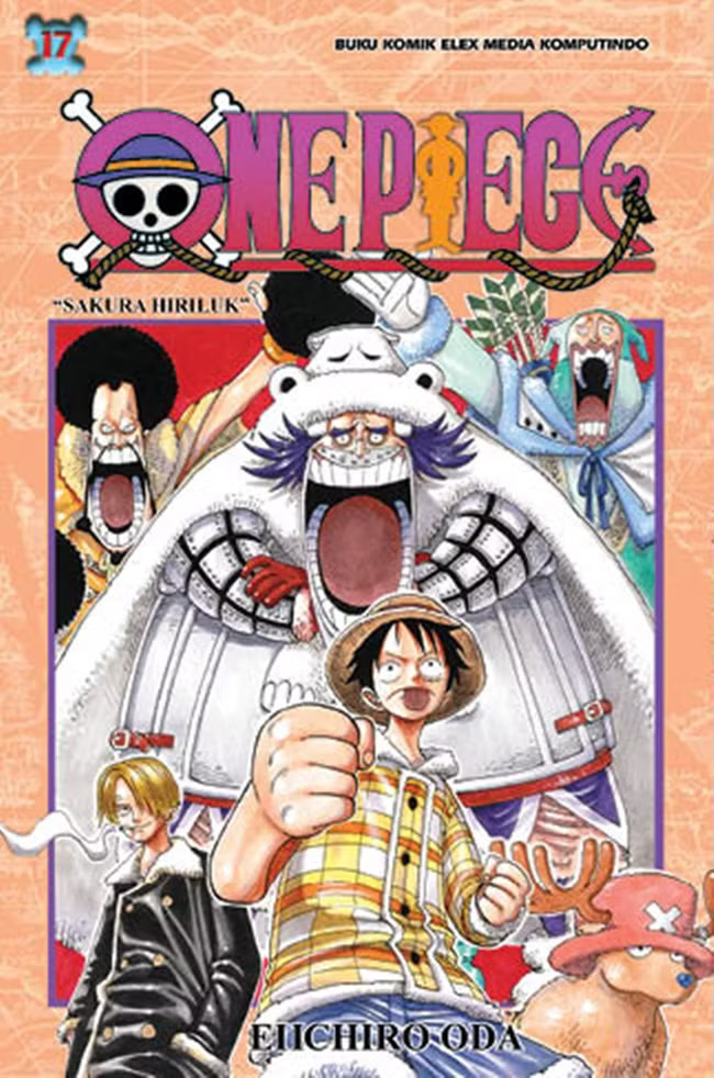 One Piece menceritakan petualangan Luffy yang punya kemampuan tubuh melar bersama kru Bajak Laut Topi Jerami menjelajahi lautan.