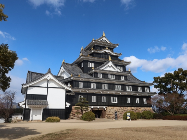 Kastil Okayama di Prefektur Okayama, Jepang.