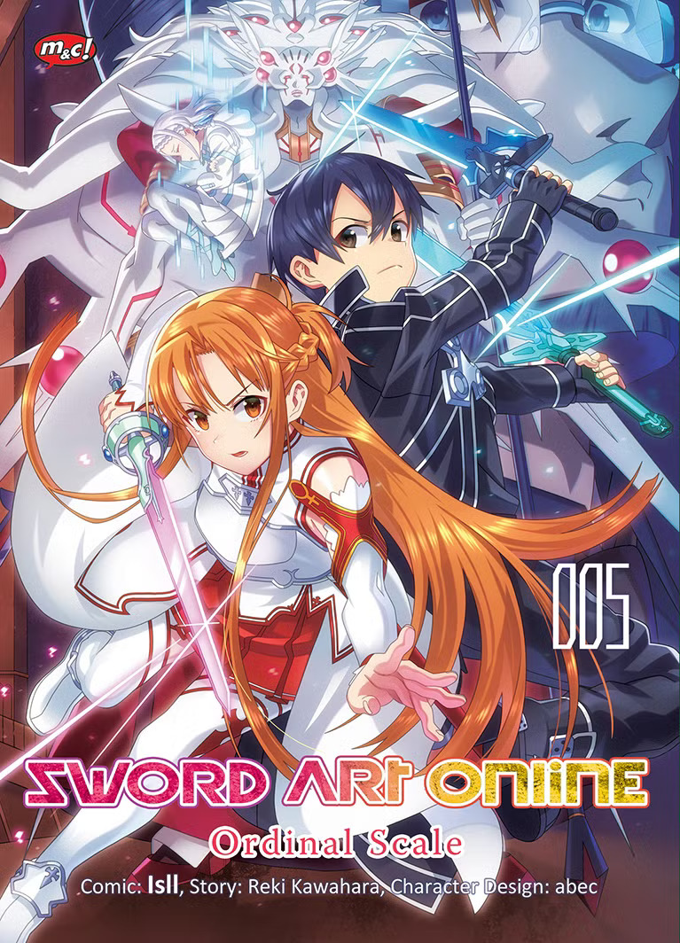 Komik Sword Art Online: Ordinal Scale menceritakan petualangan Kirito dan teman-temannya di dunia augmented reality.