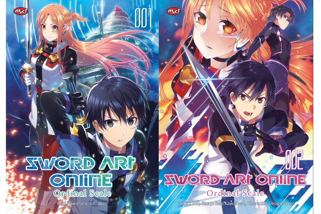 Komik Sword Art Online: Ordinal Scale menceritakan petualangan Kirito dan teman-temannya di dunia augmented reality.