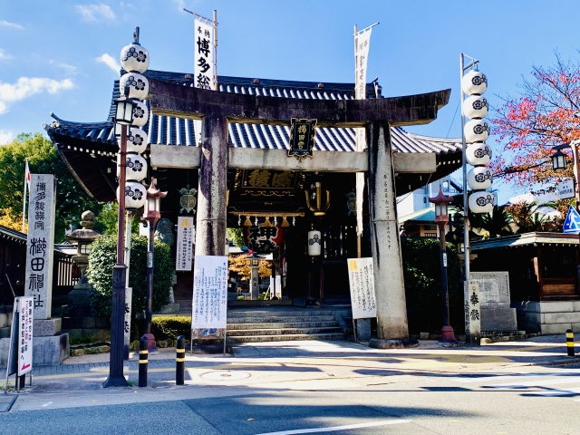 Kawasan kota tua Hakata di Prefektur Fukuoka, Jepang.