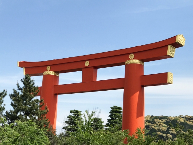 Heian Shrine Torii di Kyoto, Jepang.