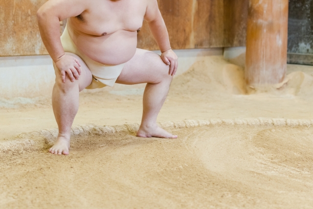 Pegulat sumo di dalam ring.