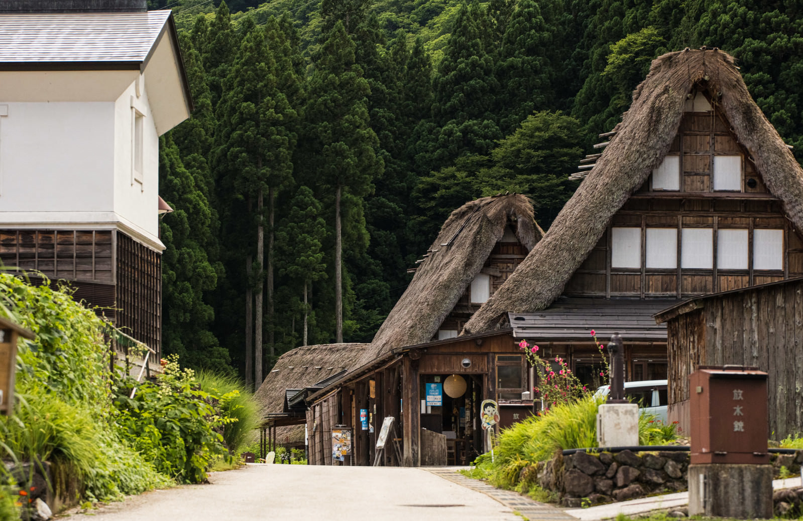 Gassho-zukuri atau rumah beratap jerami di Desa Gokayama, Prefektur Toyama, Jepang.