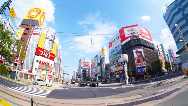 Distrik Hiburan Susukino di Hokkaido, Jepang.