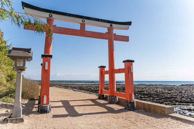 Pulau Aoshima dan Kuil Aoshima di Prefektur Miyazaki, Jepang.