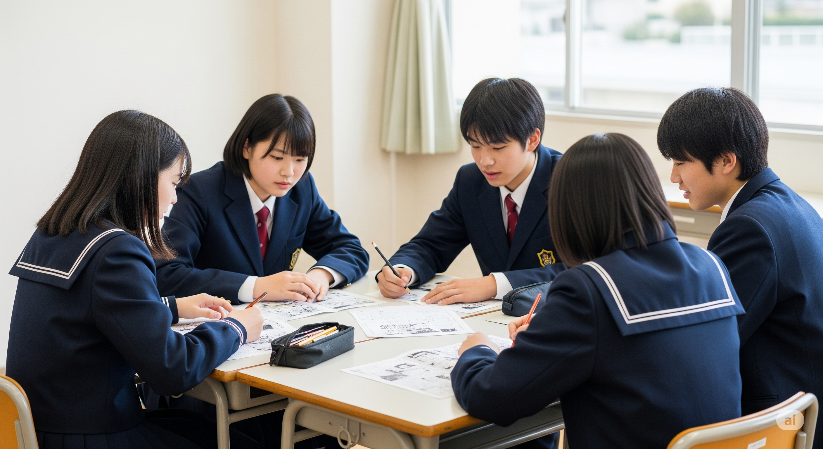 Ilustrasi klub penelitian manga di sekolah Jepang.