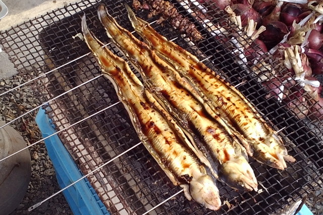 Yaki anago khas Jepang, ikan sidat laut panggang berlumur saus tare.