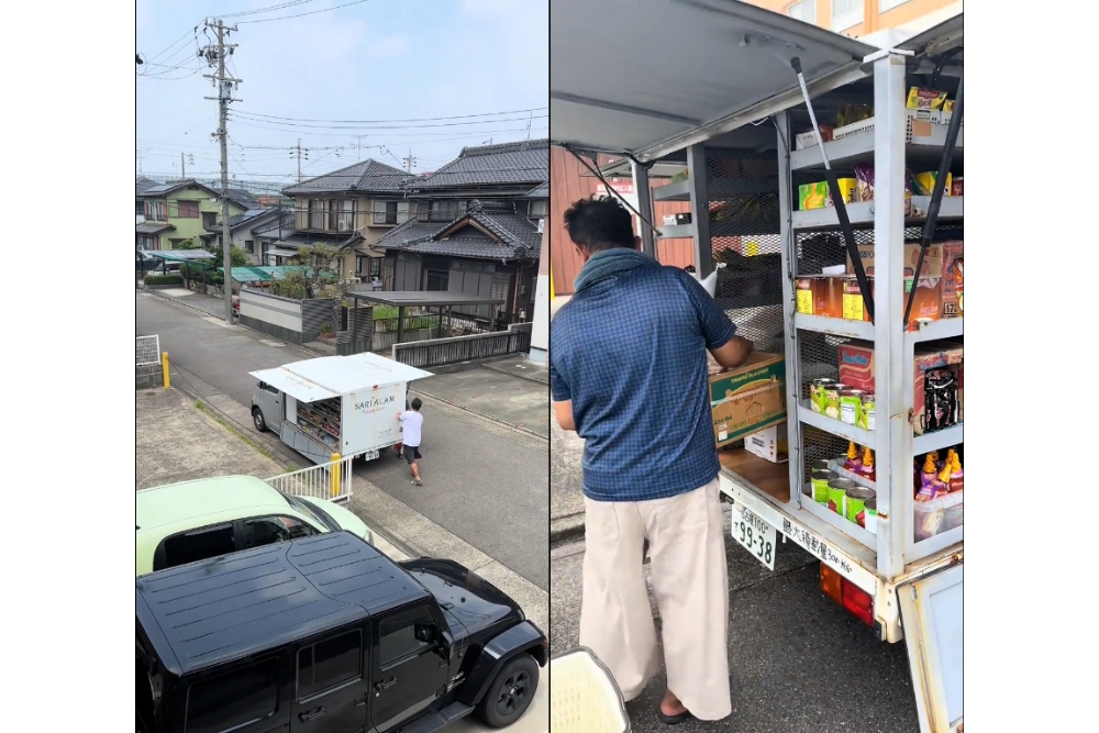 Toko bahan makanan halal Indonesia keliling di sebuah area di Kota Nagoya, Prefektur Aichi, Jepang.