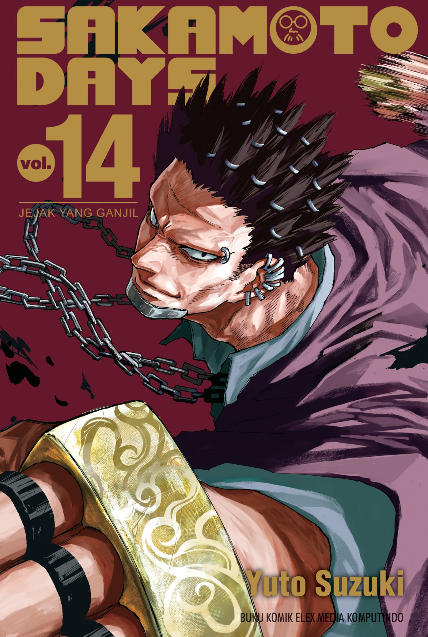Komik Sakamoto Days jilid 14, kisah gangster tobat yang ingin hidup damai bersama keluarga kecilnya.