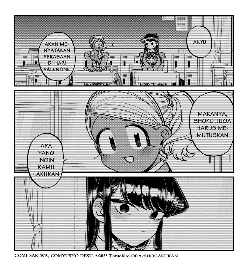 Komik Komi Sulit Berkomunikasi bercerita tentang cewek populer di sekolah yang ternyata tak punya teman. Ia berjuang mendapatkan 100 teman.