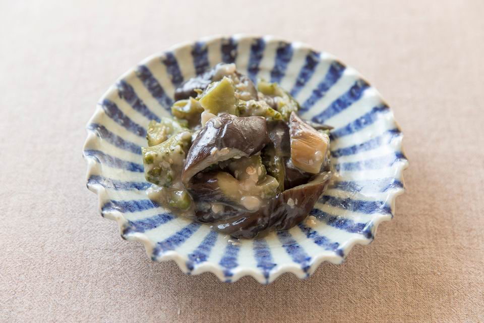 Koneri, tumis terong pare pakai miso khas Prefektur Oita, Jepang.