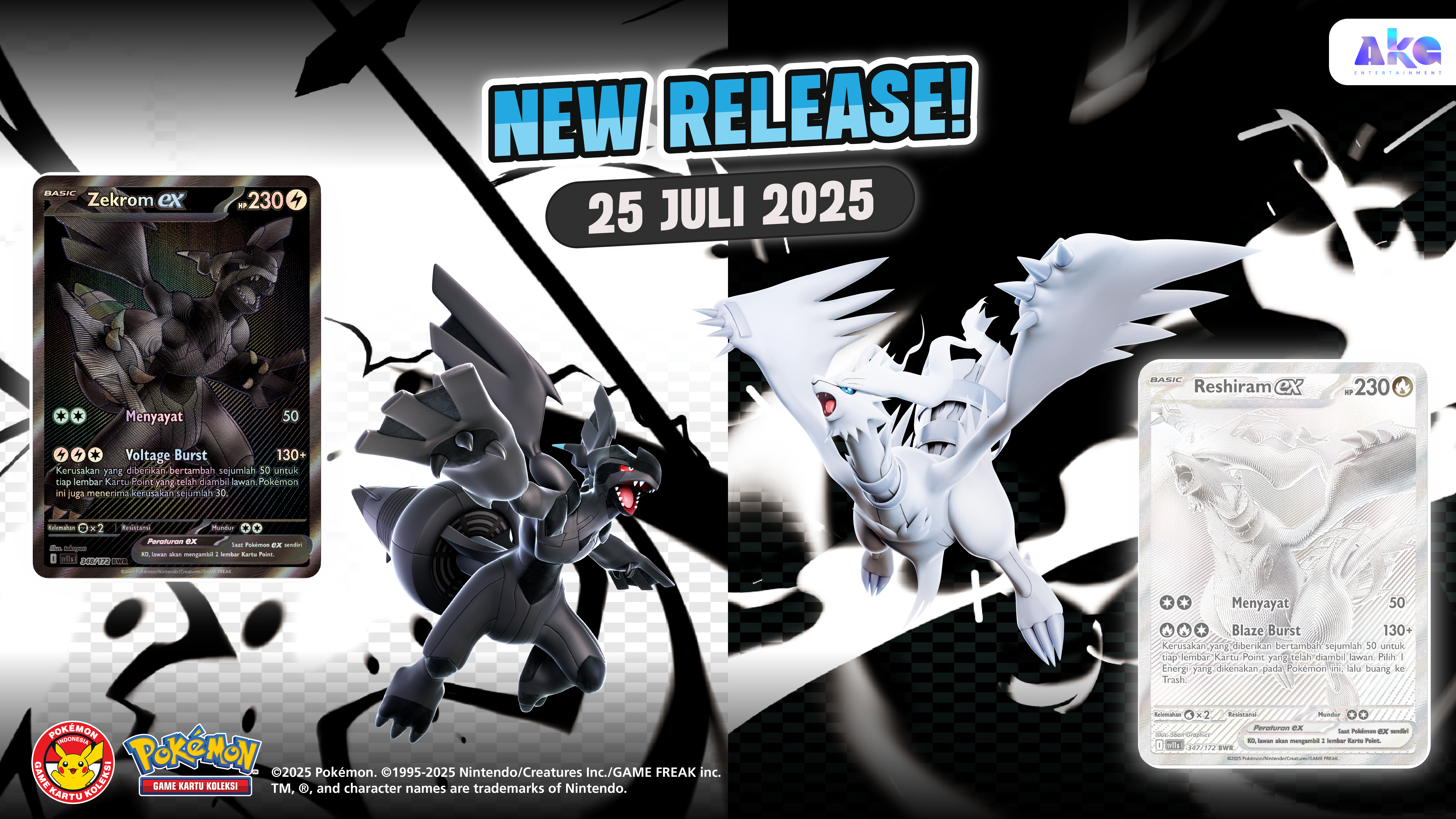 Reshiram ex & Zekrom ex BWR, kartu Pokemon terbaru dalam seri Hitam & Putih.
