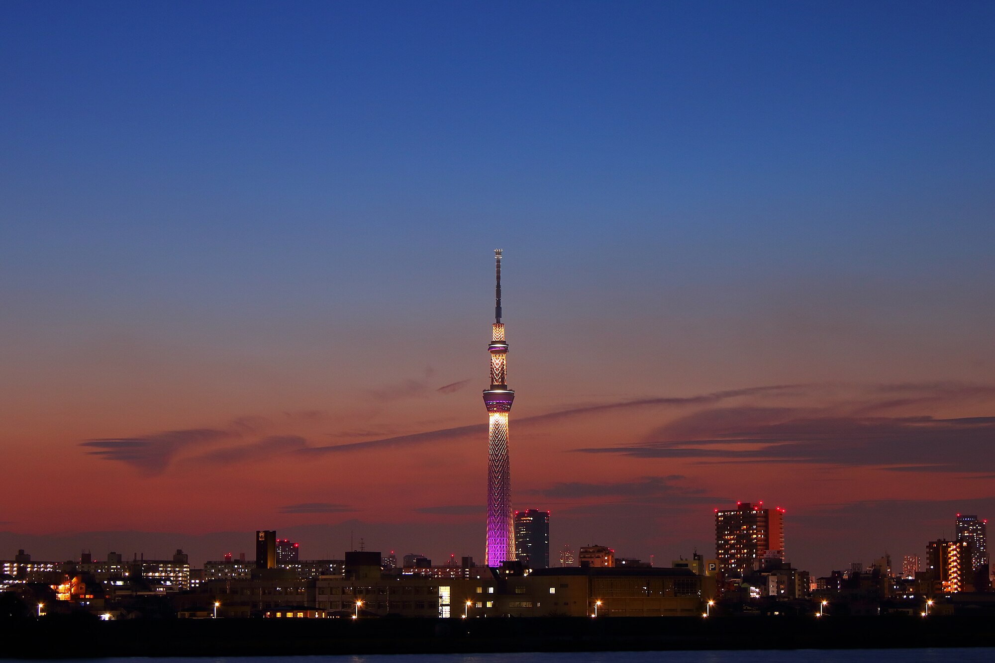 Tokyo Skytree saat senja.
