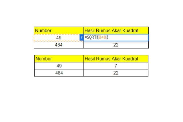 Rumus Akar di Excel 