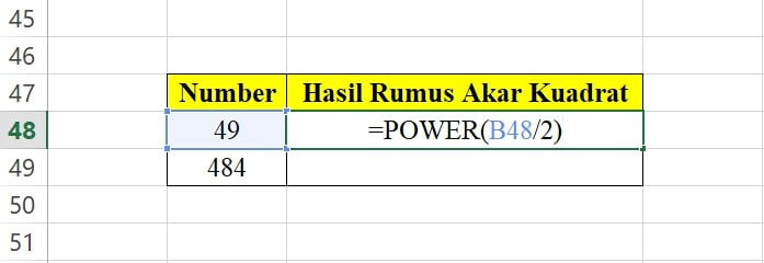 Rumus Akar di Excel 