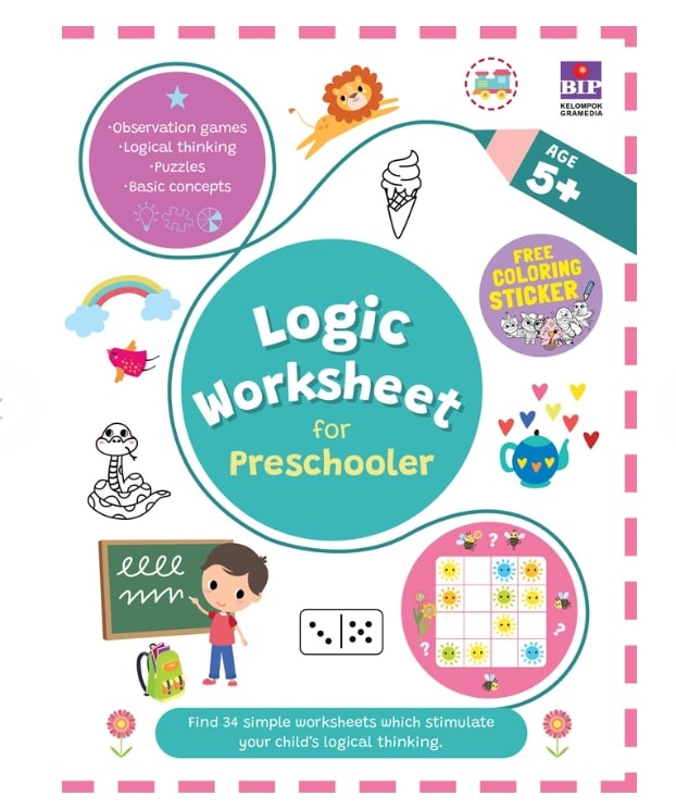 Buku Logic Worksheet For Preschooler 5+.