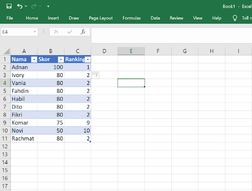 Cara Membuat Ranking di Excel 