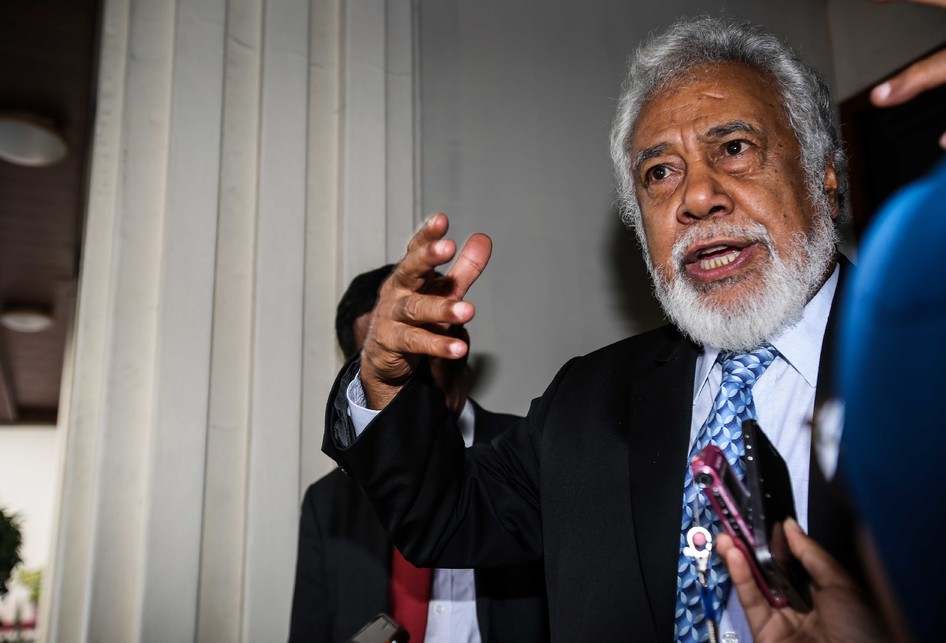 Menteri Perencanaan dan Investasi Strategis Timor Leste, Xanana Gusmao memberikan keterangan kepada wartawan seusai bertemu dengan Menteri Koordinator Bidang Politik Hukum dan Keamanan (Menko Polhukam), Mahfud MD di Kantor Kemenkopolhukam, Selasa (4/2/2020).