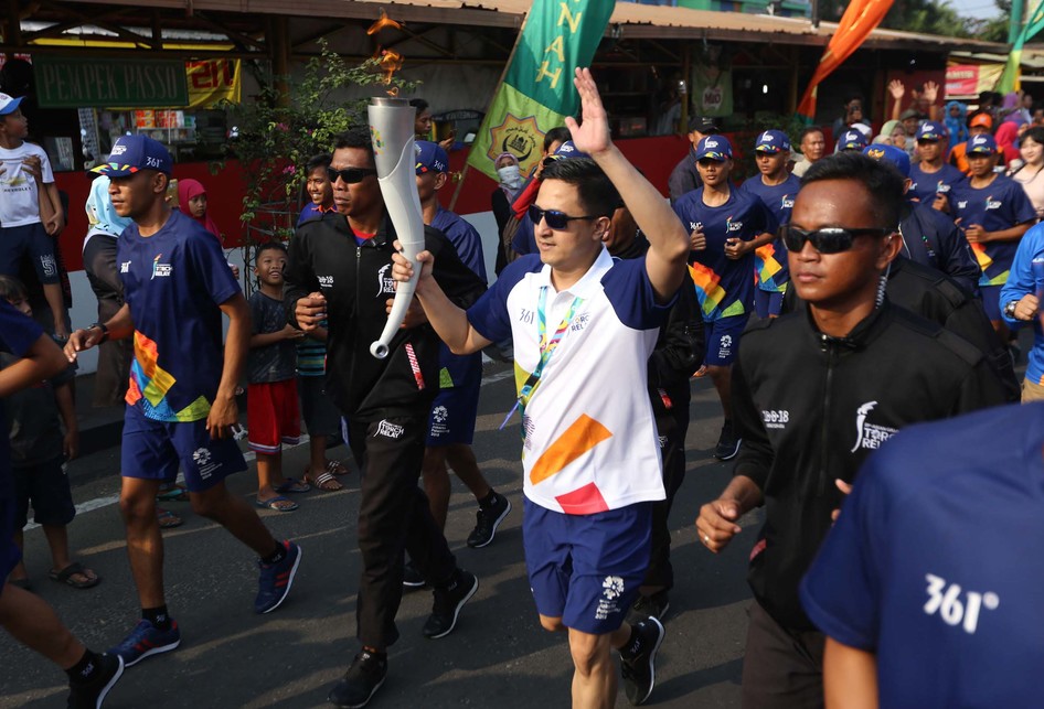 Pawai Obor Asian Games di Jakarta Selatan